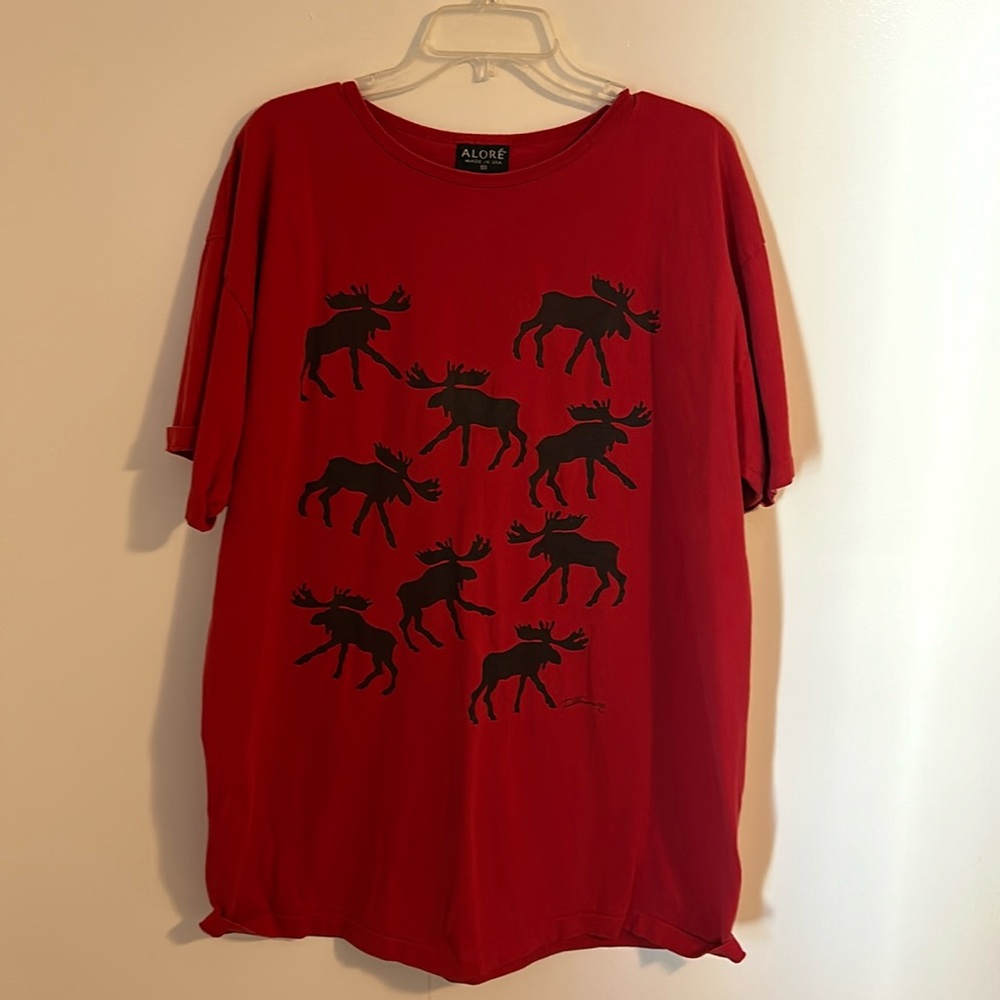 Vintage Moose print Alore red shirt size XXL Made in the USA